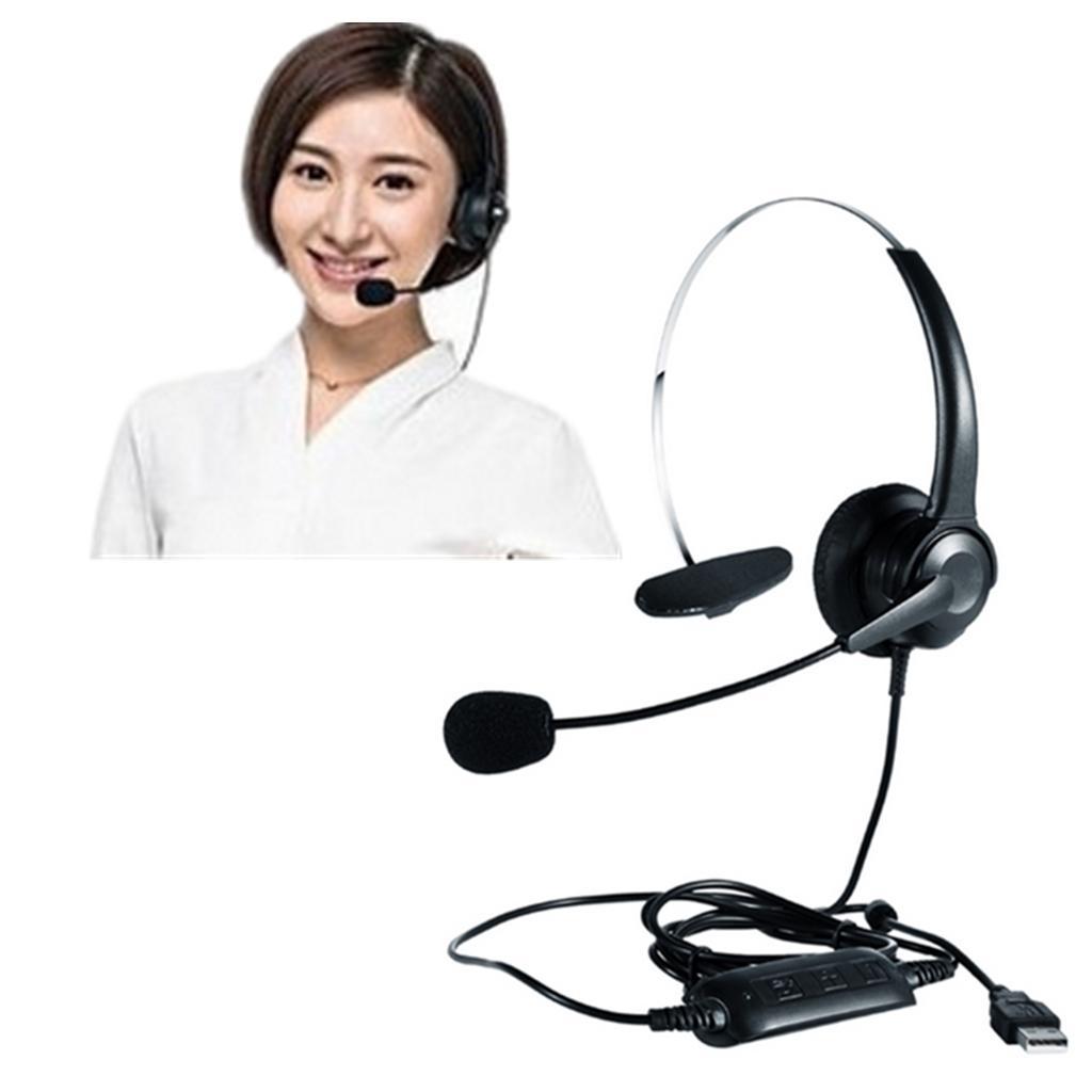 3xCall Center Monaural USB Plug Headset Headphones with Mic for Computer