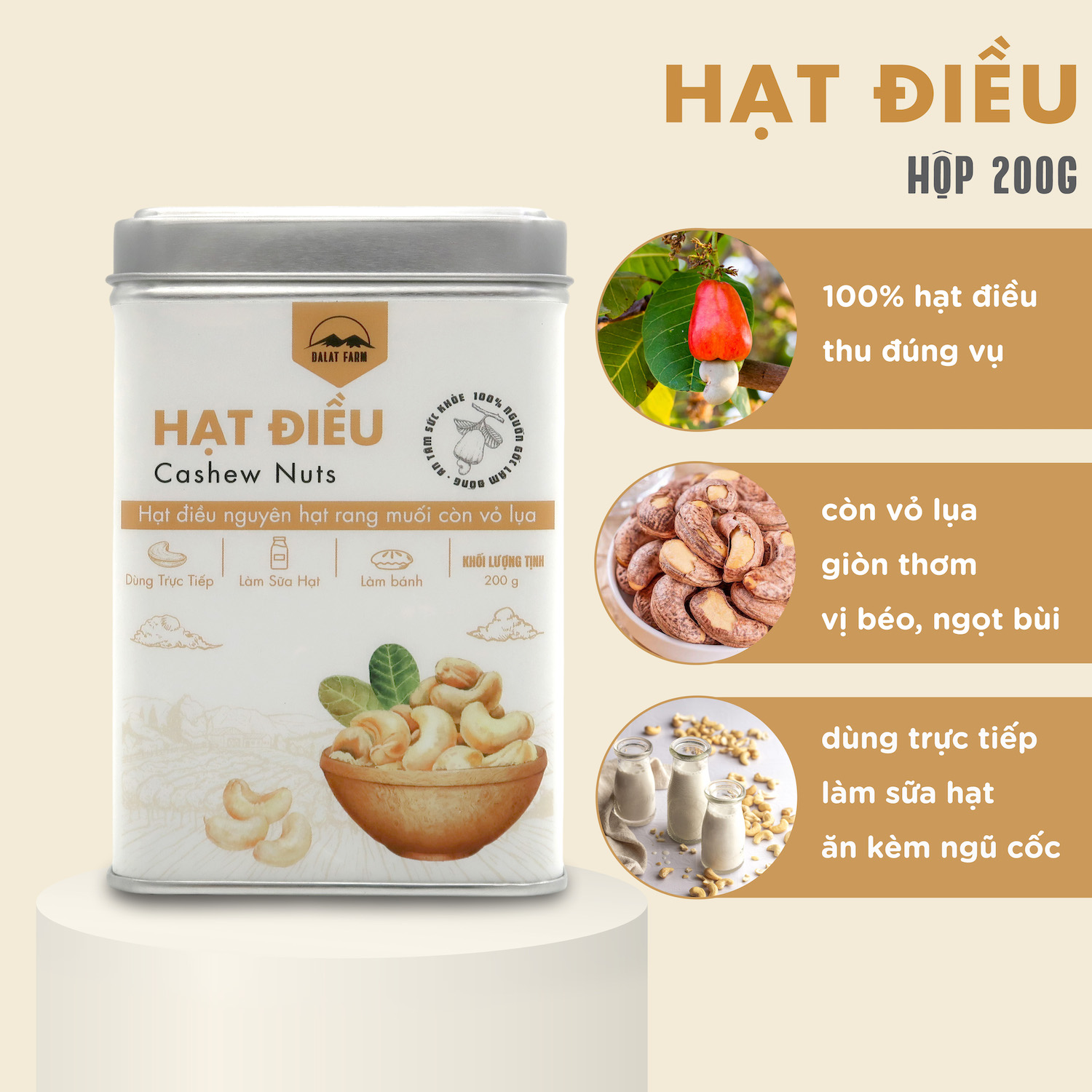 Hộp Quà Xuân Hạnh Phúc (Trà Oolong - Cà Phê Arabica - Mứt Cam - Hạt Điều)
