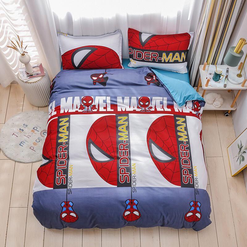 Bộ chăn ga gối Siêu anh hùng Siêu nhân người nhện Spider Man 100% Cotton Poly cao cấp - Hàng xuất khẩu
