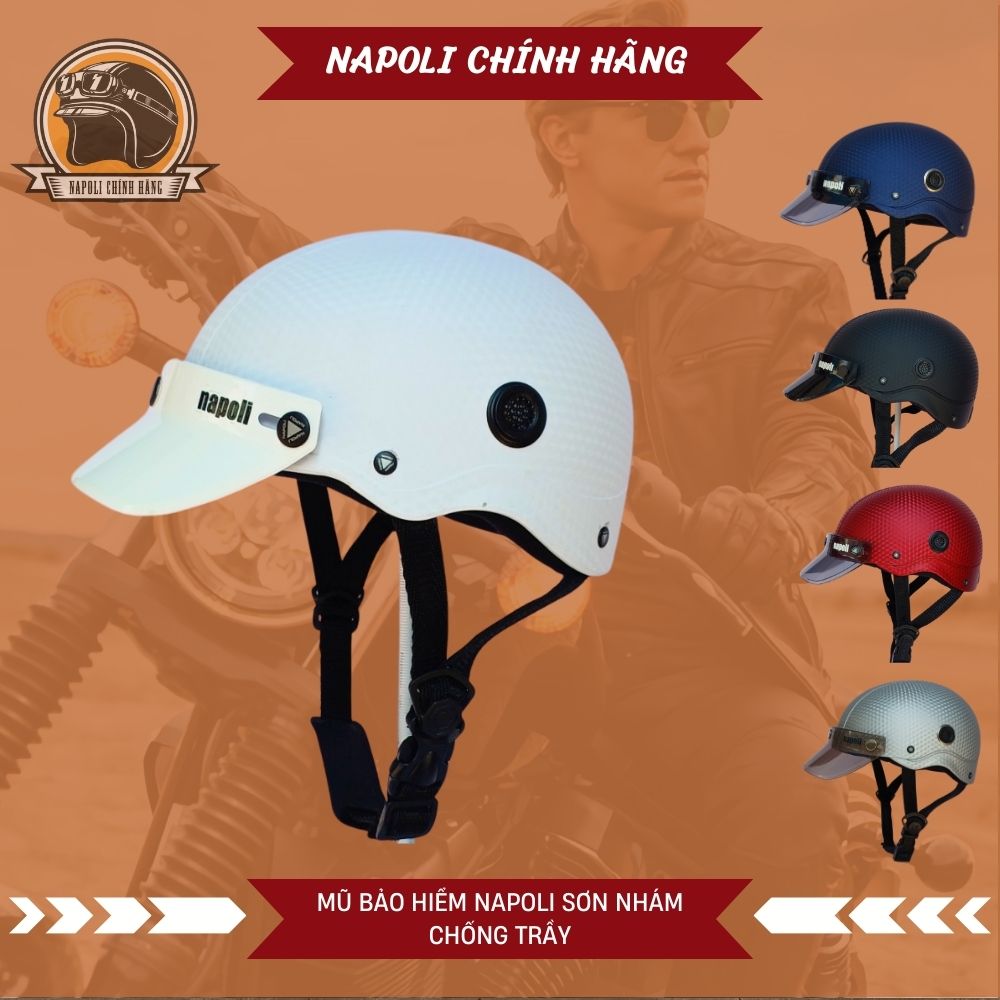 Mũ Bảo Hiểm Napoli Sơn Carbon Nửa Đầu N088 [CHÍNH HÃNG] [FREESHIP] - Nón Bảo Hiểm NS 1/2 Sơn Nhám Cao Cấp Chống Trầy