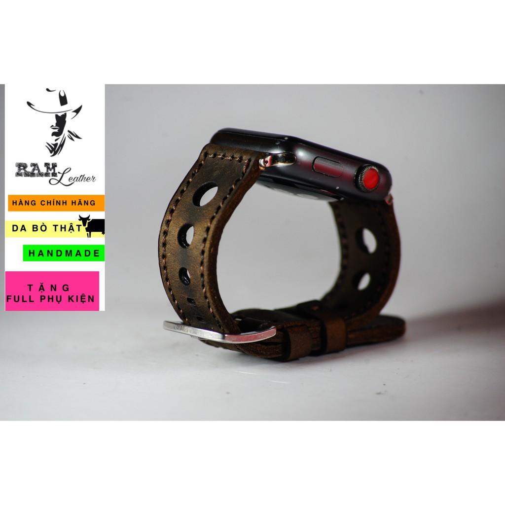 Dây đồng hồ RAM Leather da bò nâu đất handmade - RAM d1