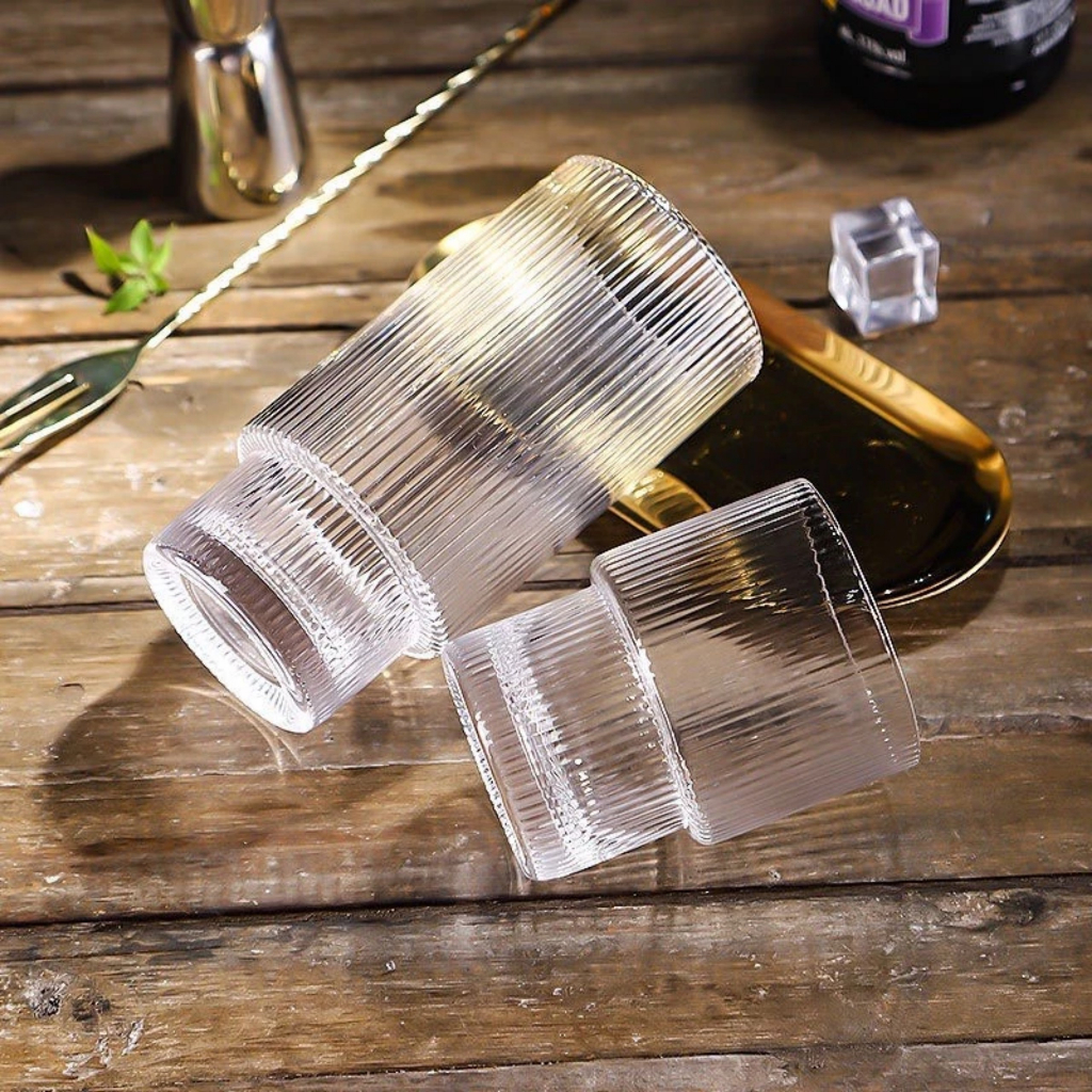 Ly thủy tinh sọc tăm 2 tầng 200ml - 208T