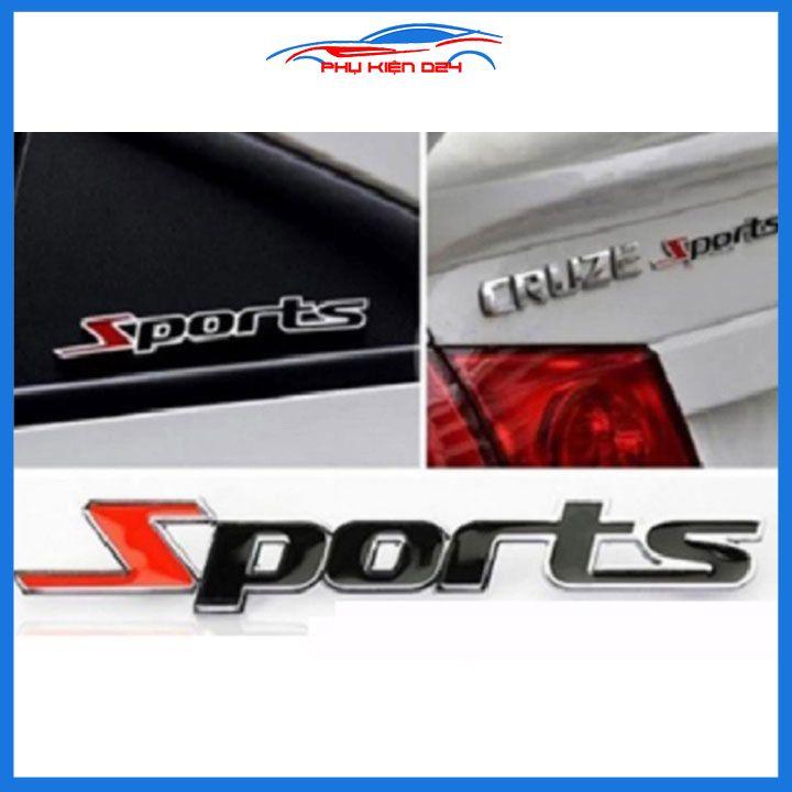 Logo chữ nổi SPORT màu đen hiệu ứng 3D dùng dán đuôi xe ô tô