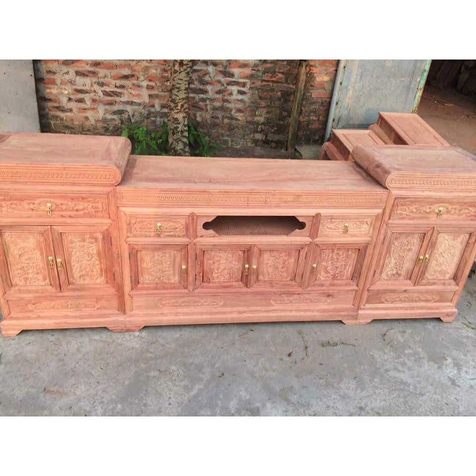 Kệ tivi mõ lõm gỗ hương đá