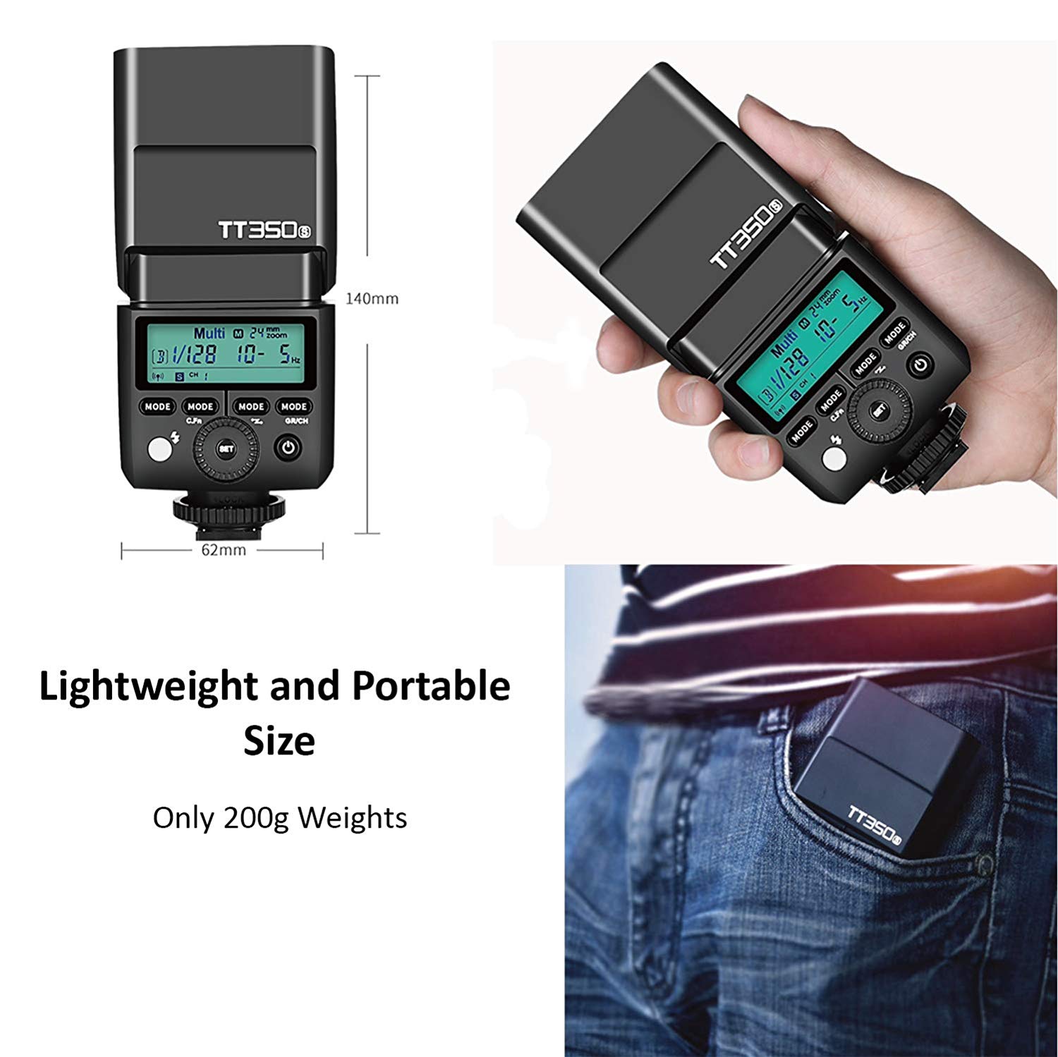 Đèn Flash Godox TT350S Cho Sony - Kèm Pin Và Sạc - Hàng Nhập Khẩu