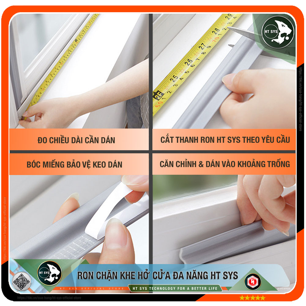 Ron Chặn Khe Cửa HT SYS - Chất Liệu PU Và PE Cải Tiến - Cuộn Ron Chặn Khe Cửa, Chân Cửa, Khung Cửa - Ngăn Gió Lùa, Cách Âm, Chống Bụi, Ngăn Côn Trùng, Chống Thoát Khí Điều Hòa - Hàng Chính Hãng
