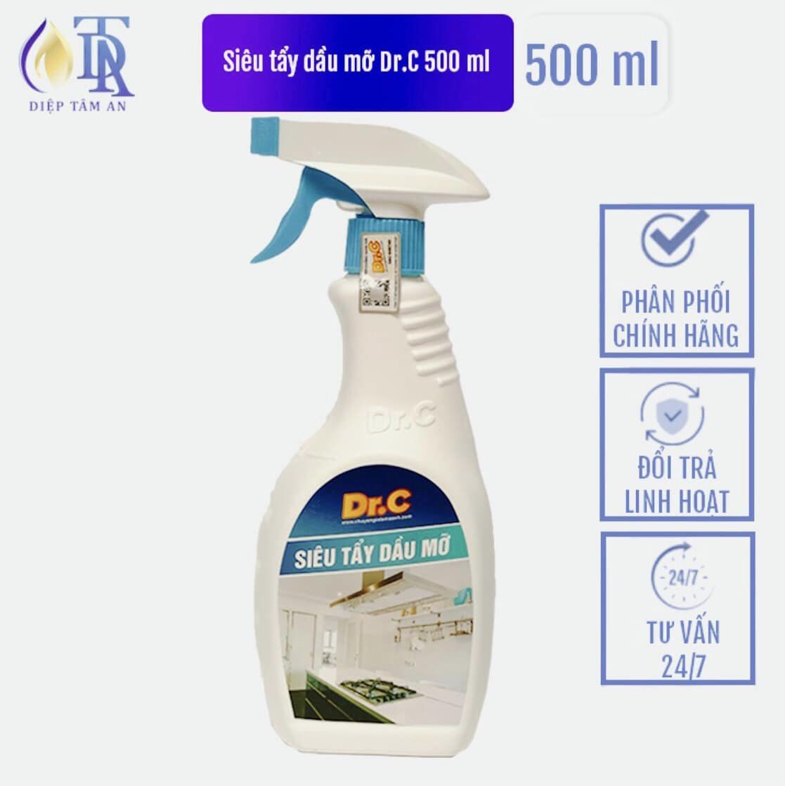 Siêu Tẩy Dầu Mỡ Dr.C 500ml, Xử Lí Vết Dầu Mỡ Tại Mặt Bếp,Máy Hút Mùi,Xoong Chảo Xịt Là Sạch