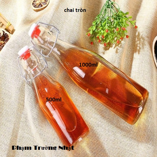 Chai Thủy Tinh Tròn 500ml Nắp Gài