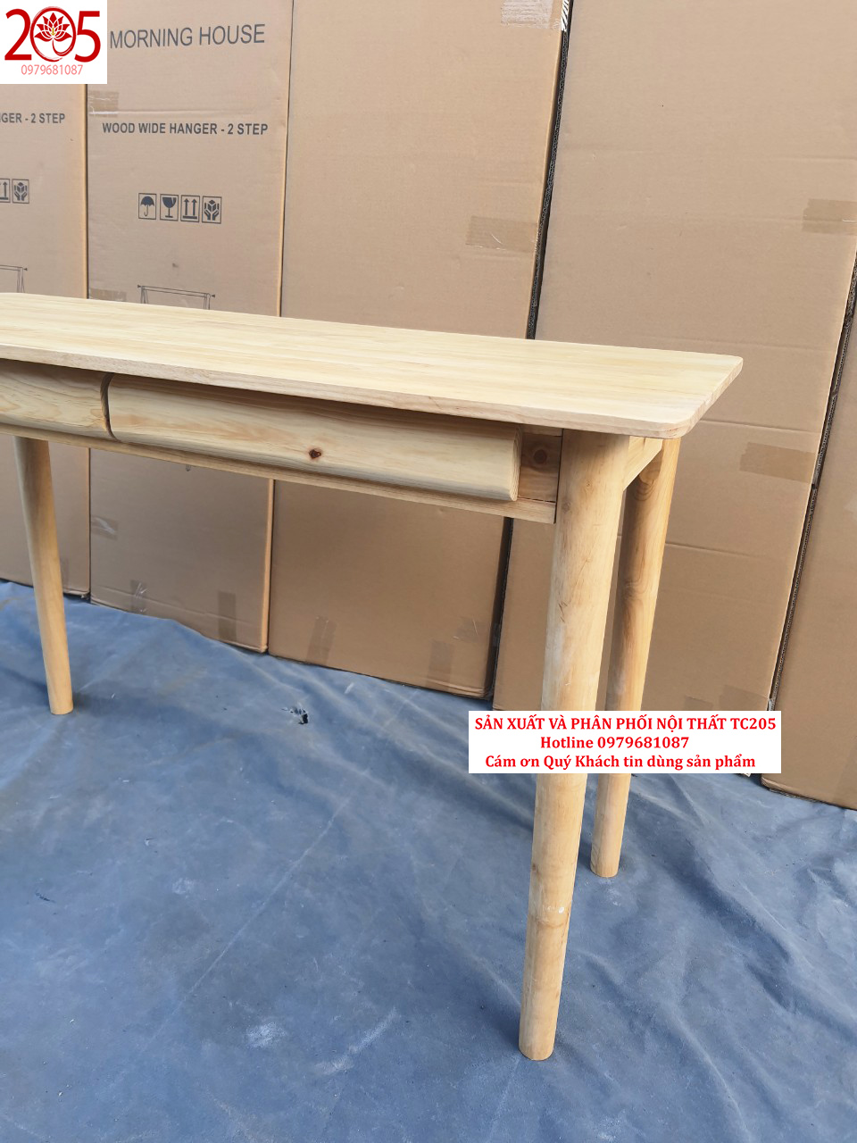 Bàn Làm Việc Gỗ Có Hộc ANHSON1016 - B Table - Natural - gỗ cao su