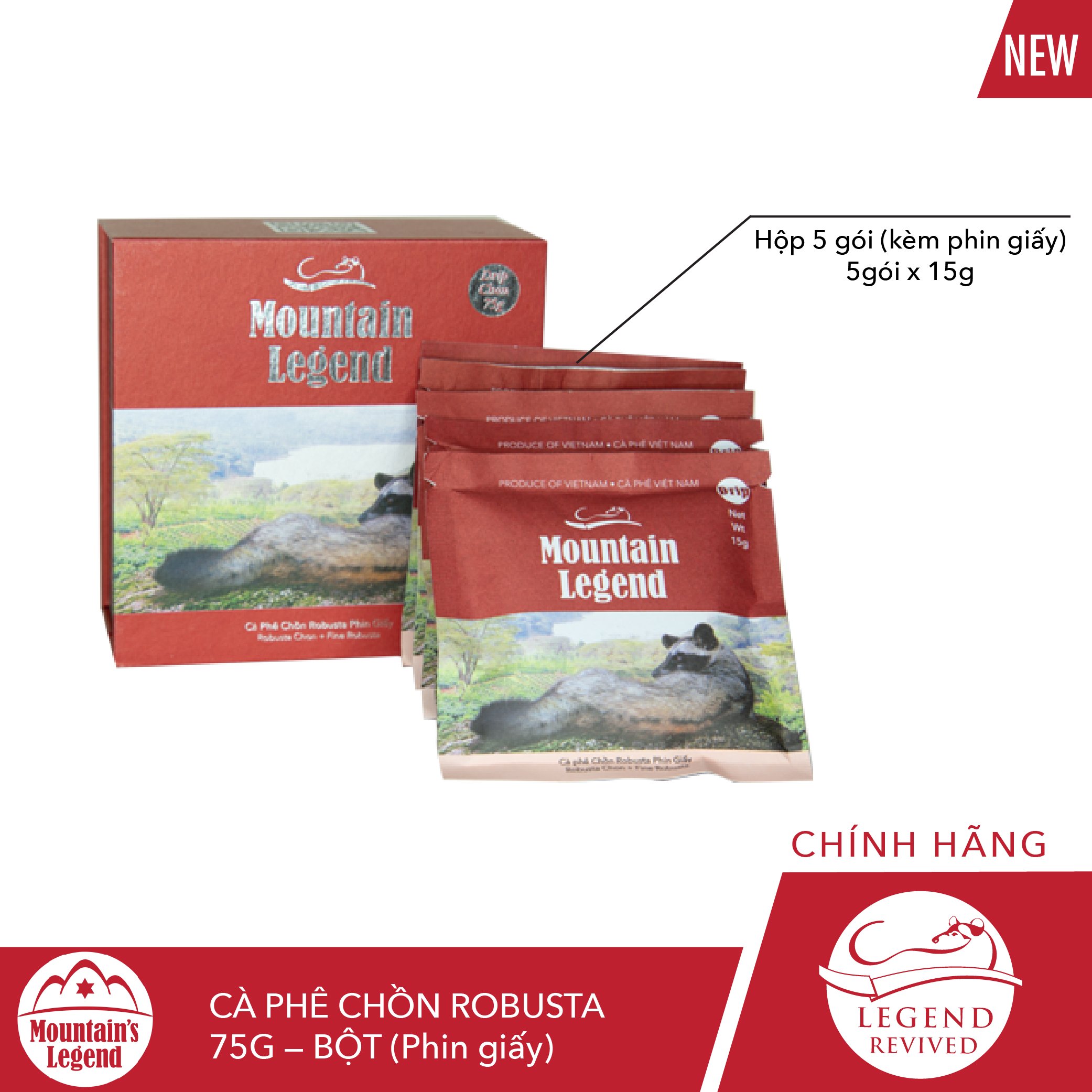 Cà phê chồn túi lọc Robusta Moutain’s Legend 75 gram