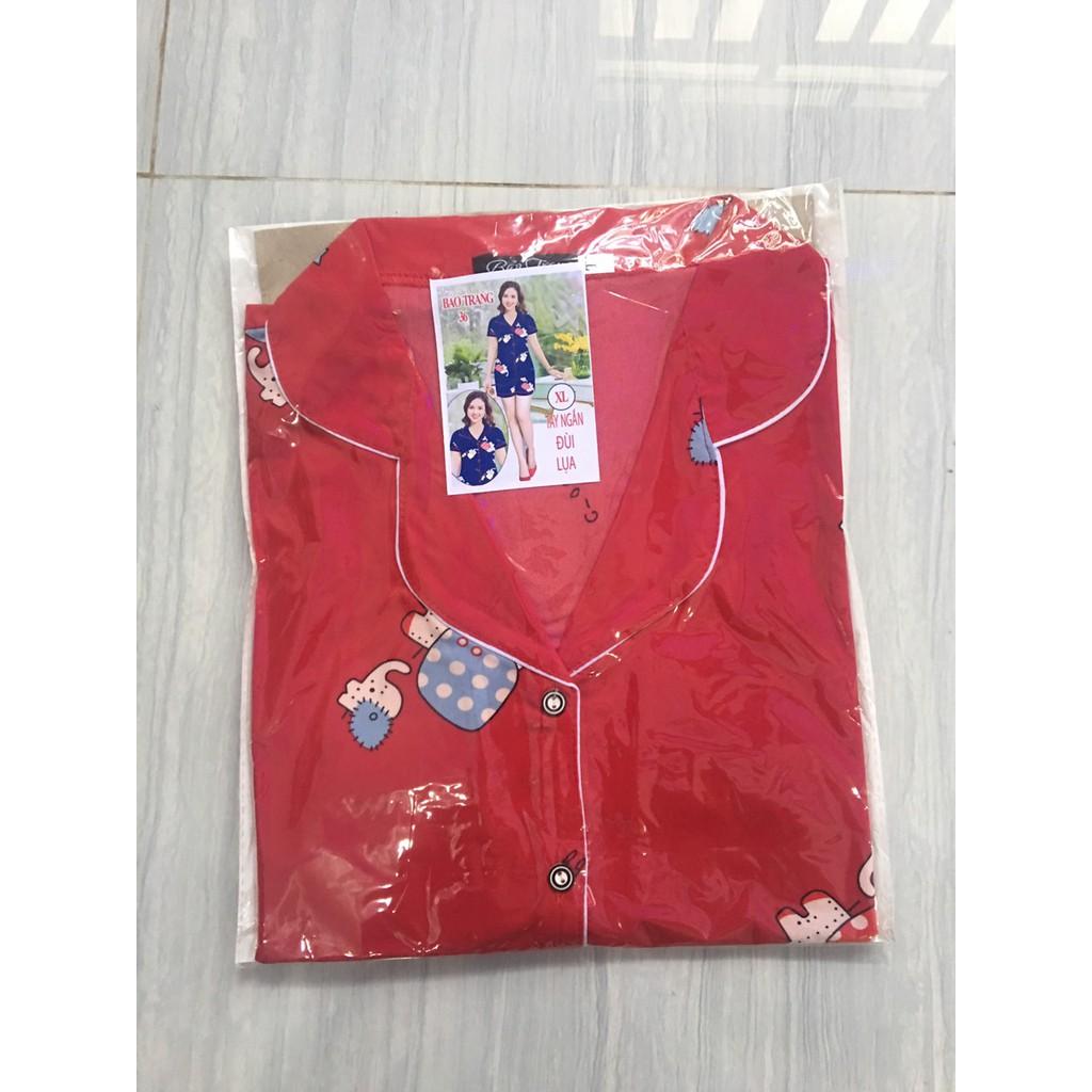 ️Bộ Pijama Lụa Cộc Tay đùi Nữ Cao Cấp Bộ Đồ Ngủ Nữ Mùa Hè - đỏ - M-XL