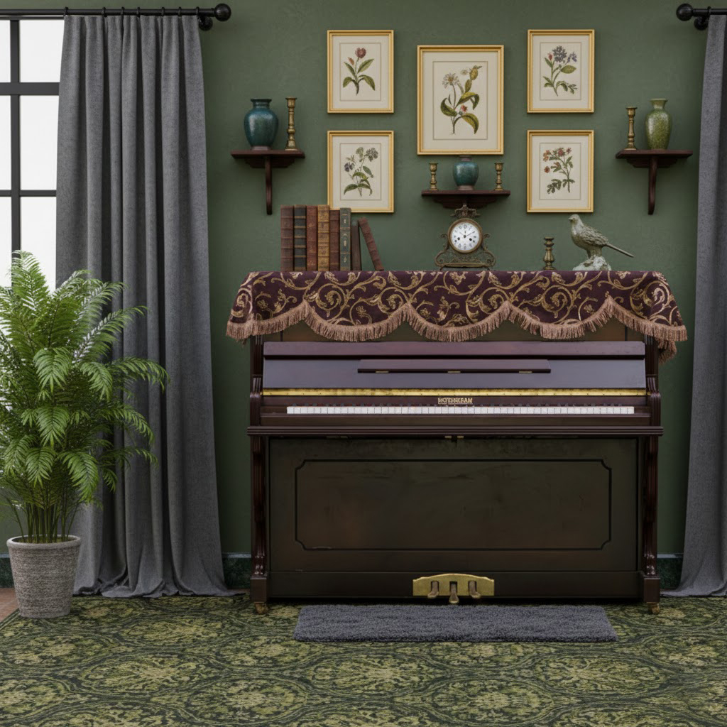 Khăn phủ đàn piano cơ đàn piano điện tử 88 phím sang trọng cổ điển trang trí giáng sinh noel năm mới Tết - Hàng chính hãng