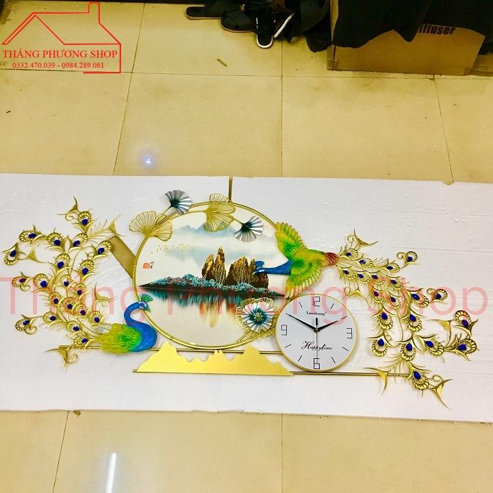 Đồng Hồ Treo Tường - Đồng Hồ Trang Trí Khổng Tước Sum Vầy TP-074-1 Hàng Loại 1 - 074-1 145 x 65 cm