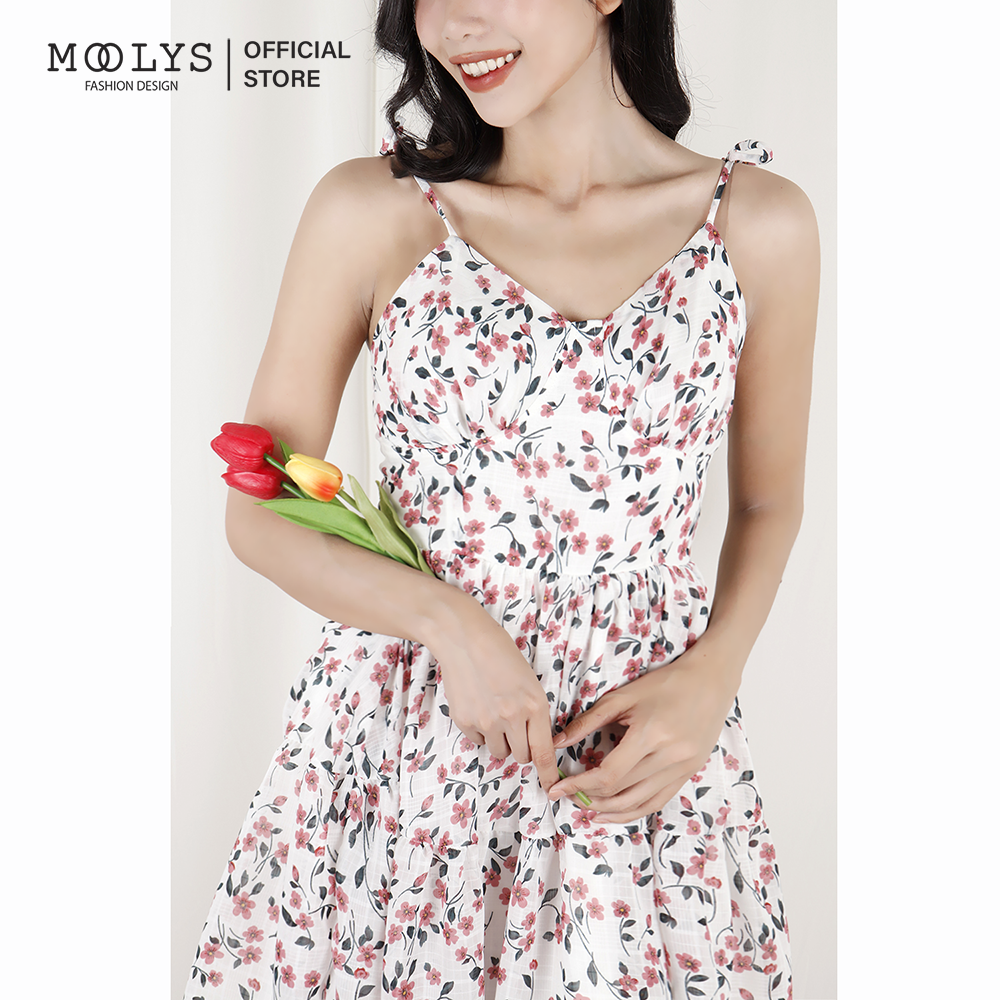 Đầm xoè hai dây hoa nhí dễ thương Moolys MD003