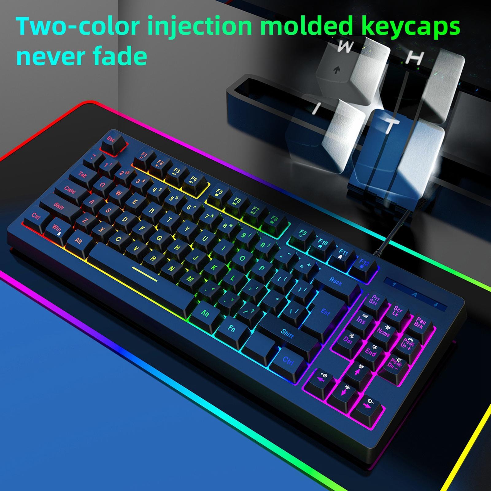 87Keys Wired Gaming Keyboard Long   Light for Office