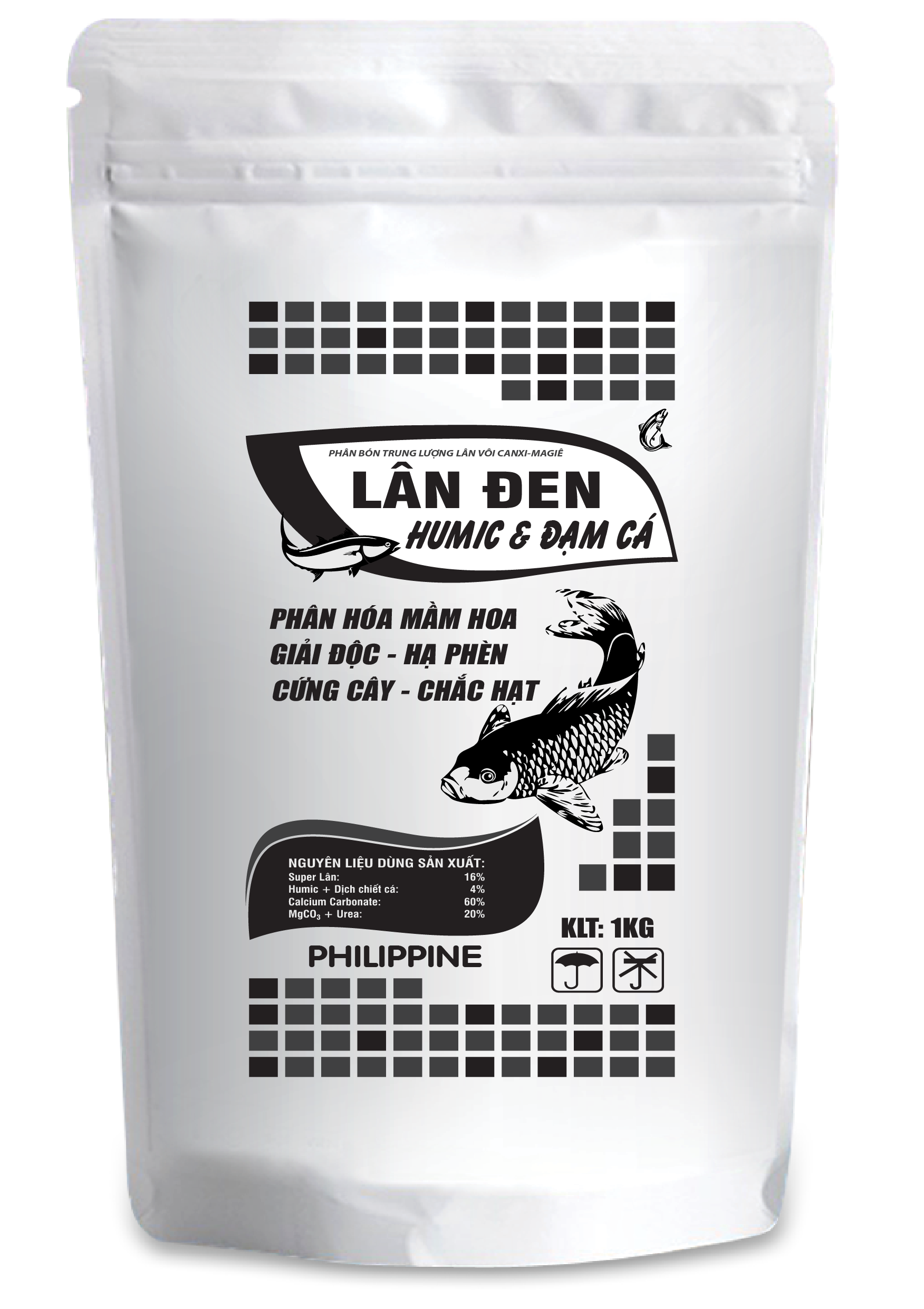 Phân bón Lân đen Humic Đạm Cá | Tốt cho tất cả các loại cây trồng (1kg)