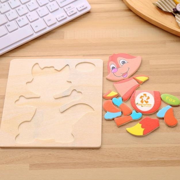 Bộ 10 Tranh Ghép Gỗ 3D Động Vật Hoa Quả Phương Tiện Giao Thông