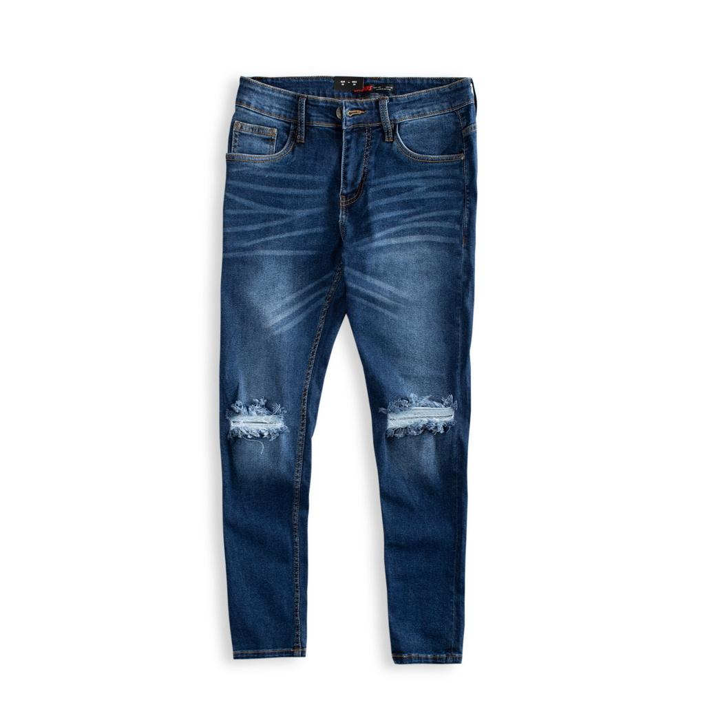 Quần jean nam cao cấp form đẹp,rách gối LADOS-4073 không xù lông, bay màu