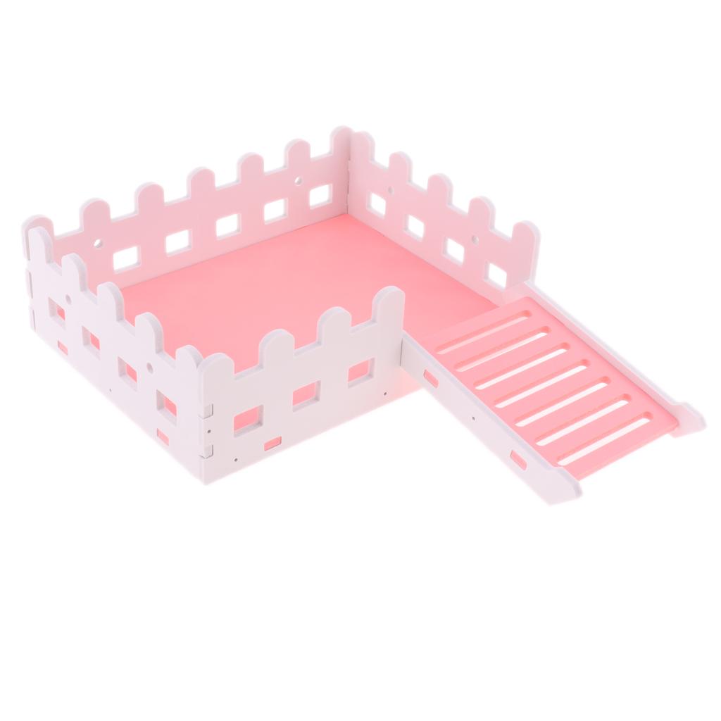 1 Pc Small Pet Hamster Hedgehog Parrot Wooden Ladder Platform Fence Pink