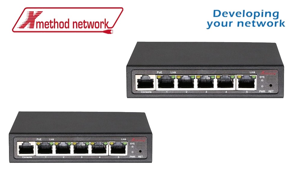 Bộ chuyển mạch 5-port managed Gigabit, 4 port PoE Switch, 60W power supply - Xmethod Network - Hàng chính hãng