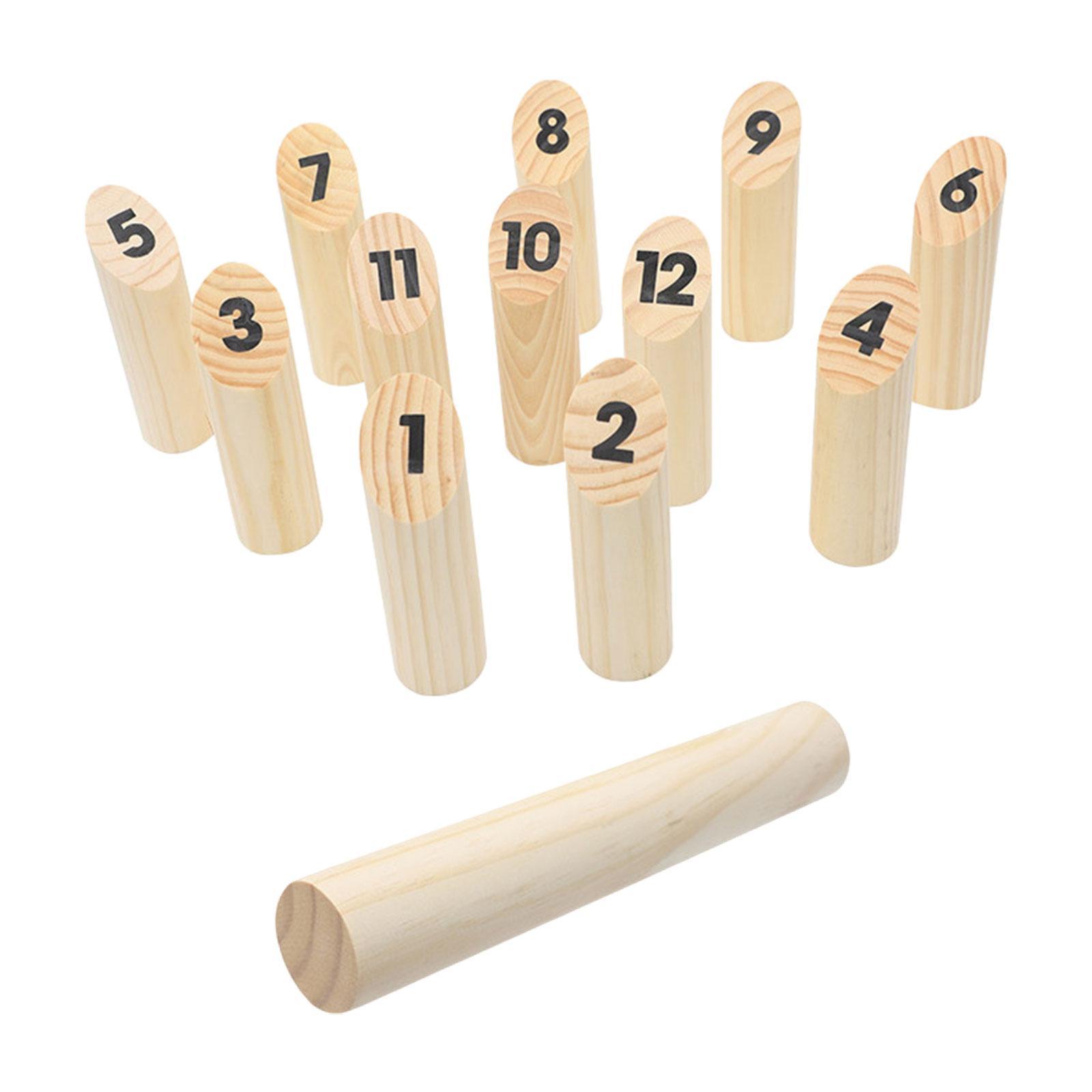 Wooden Yard Game Tossing Game Family Game Throwing Dowel Throw Bowling Set Numbered Block for Outdoor Party Lawn Backyard Teen Adult Kids