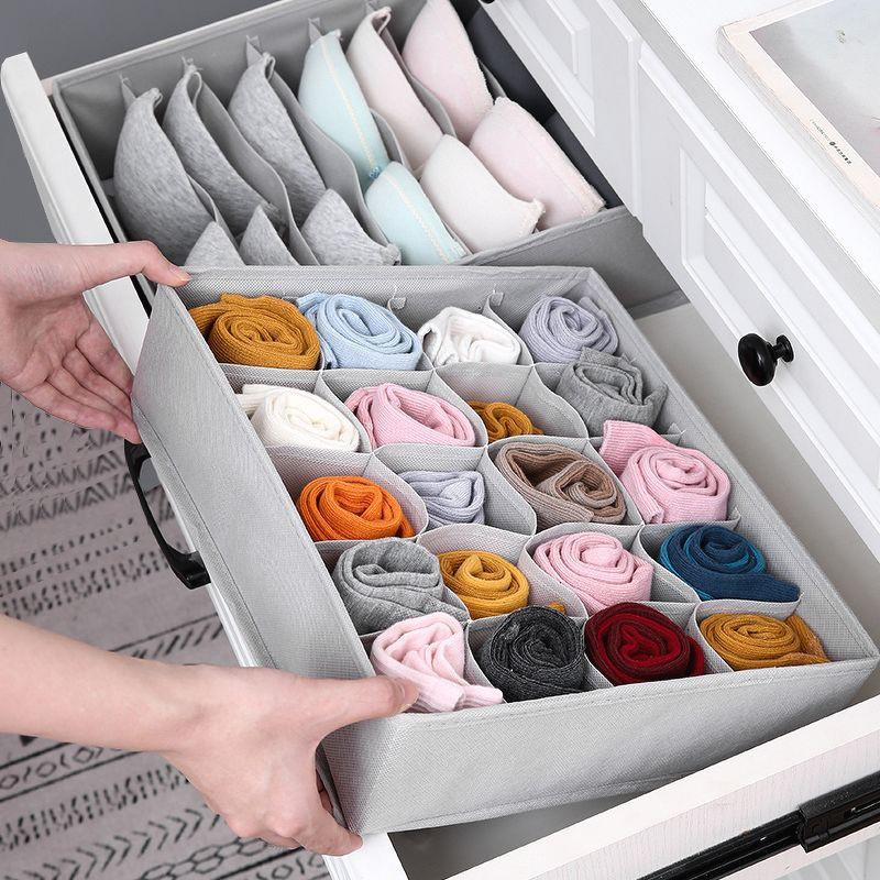 Combo 3 hộp vải đựng bảo quản đồ lót,khay đựng quần áo tất vớ bằng vải không dệt tiết kiệm diện tích 6, 7, 24 ngăn