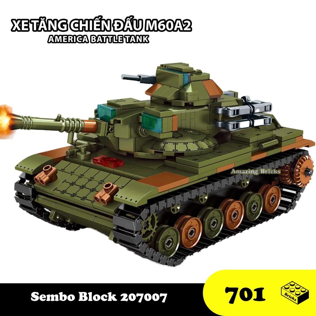 Đồ chơi Lắp ráp Xe Tăng Hoa Kỳ M60A2, Sembo Block 207007 Dạng biến đổi xe tăng M46, Xếp hình thông minh