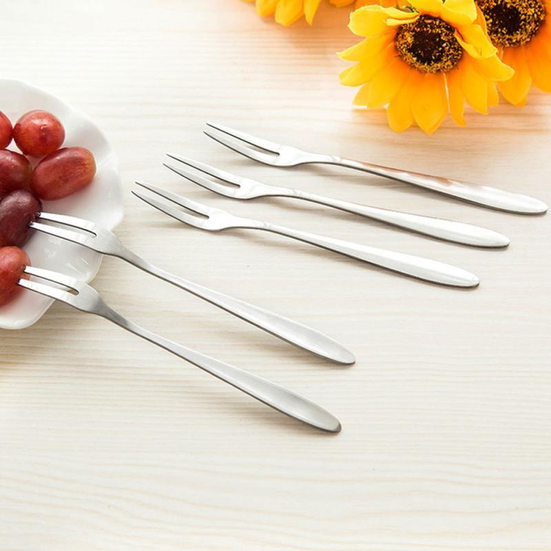 Stainless Steel Flatware Fruit Snack Dessert Fork Kitchen Party Pick Gadget Fruit Fork Stailess Steel Fork Home Kitchen Tools
