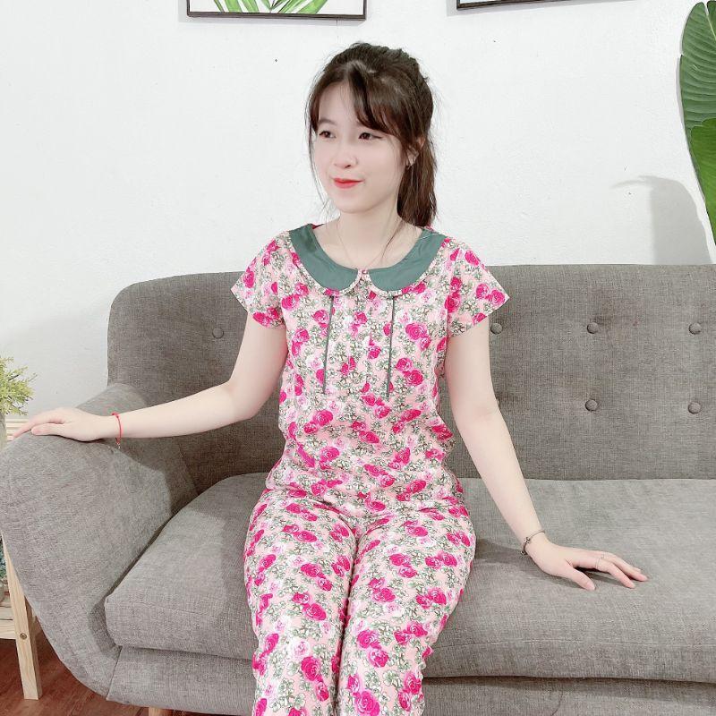 Set đồ bộ cao cấp cổ sen phối lụa sang đẹp