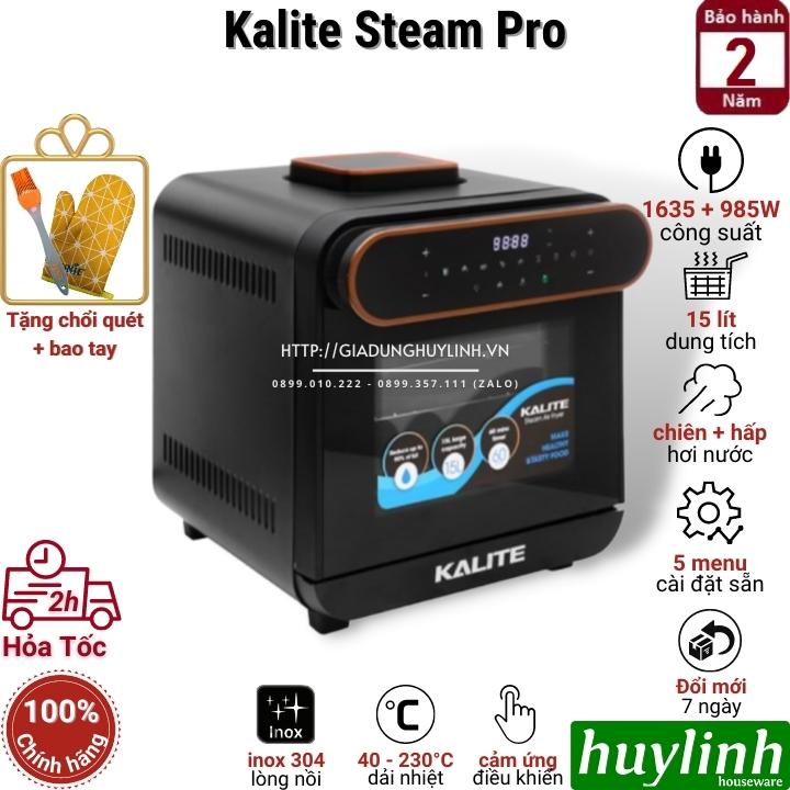 Nồi chiên không dầu hấp hơi nước Kalite Steam PRO - STAR - 15 lít - Tặng bao tay + chổi quét - Hàng chính hãng