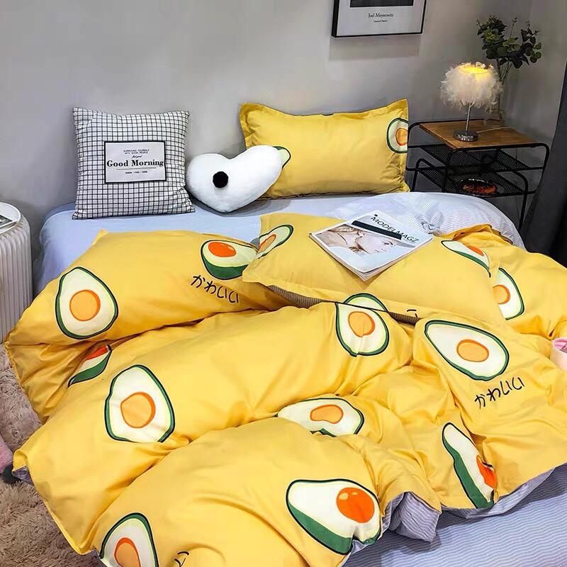 Bộ chăn ga Cotton Poly - bơ vàng mẫu mới phong các Hàn Quốc
