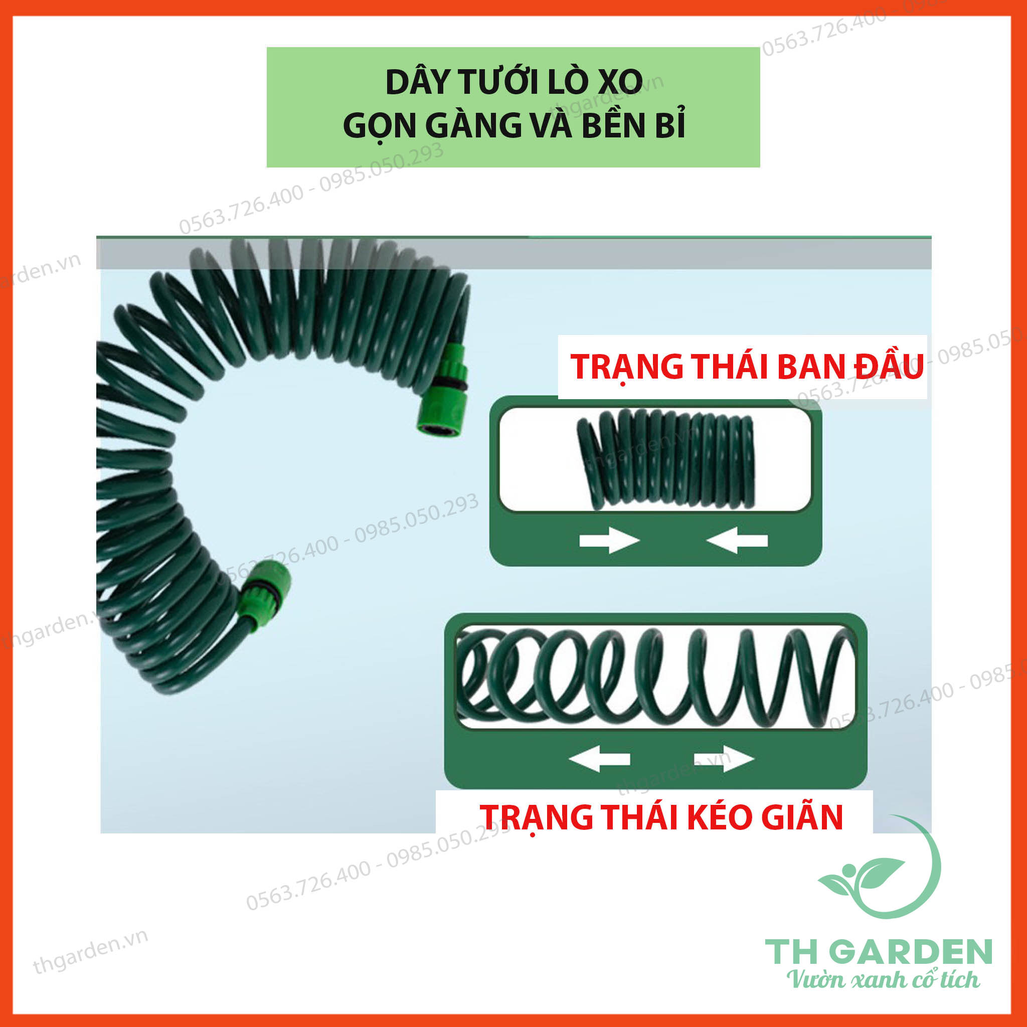 Vòi tưới cây đa năng TH Garden - Vòi xịt nước tưới cây 7 chế độ - Lò xo co giãn chịu áp - Xịt rửa xe đa năng