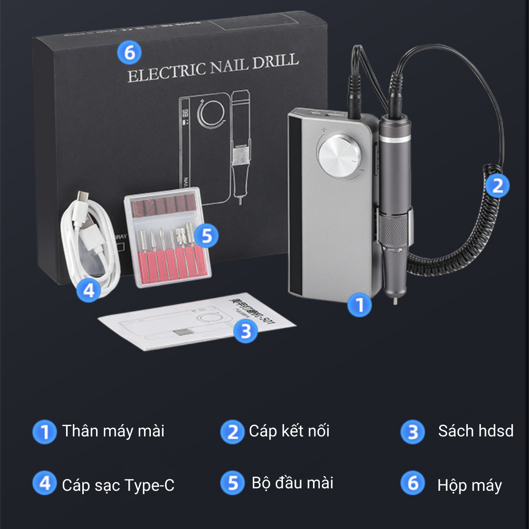 Máy Mài Nail, Máy Mài Móng NAIL DRILL UV-501, Máy Mài Móng Tay Tích Điện, Mài Gel Bột Mini Cầm Tay