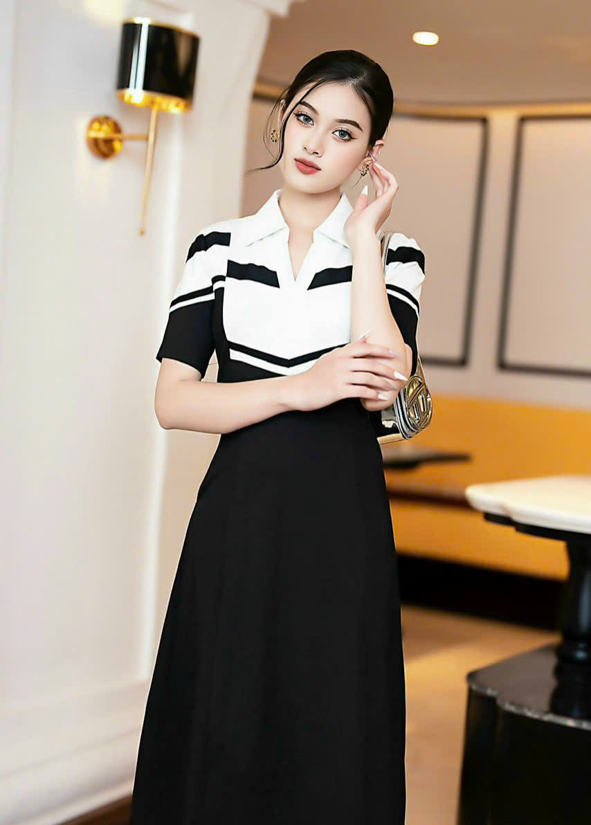 ĐẦM XÒE THUN PHỐI MÀU SIÊU ĐẸP