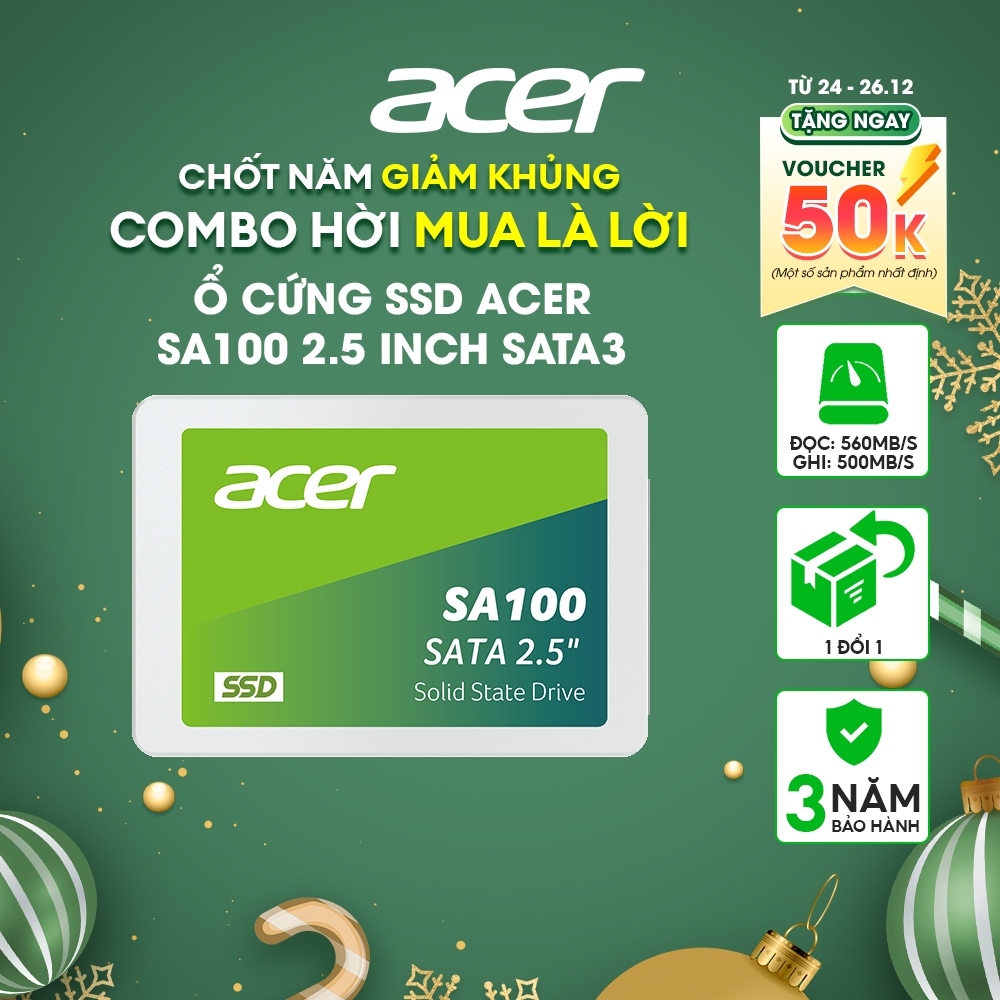 Ổ cứng SSD Acer SA100 3D NAND tốc độ đến 561MB/s - HÀNG CHÍNH HÃNG Bảo hành 3 năm