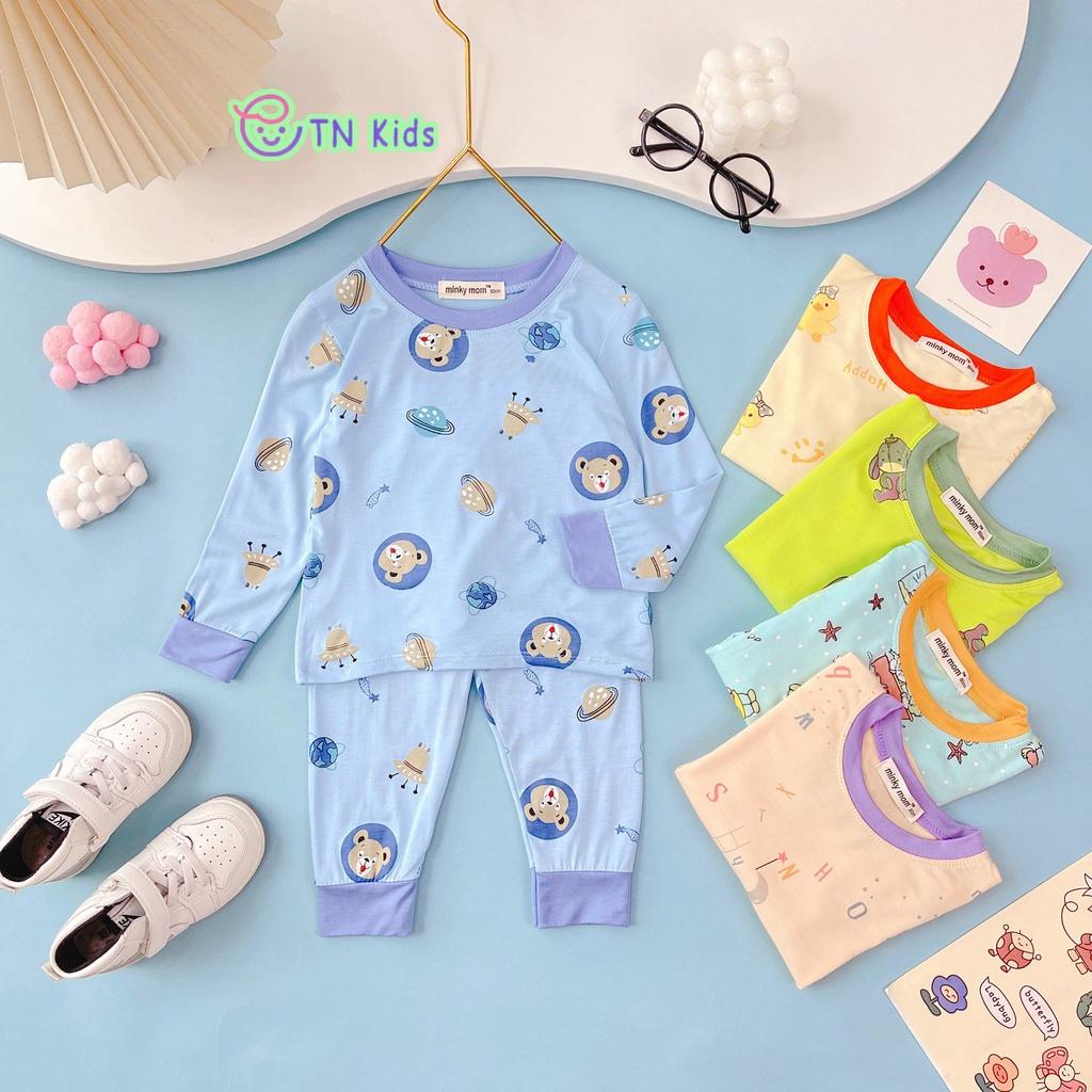Bộ Dài Tay Thun Lạnh In Toàn Thân Viền Màu Mềm Mịn Thoáng Mát Hàng Chuẩn Loại 1 cho bé trai bé gái