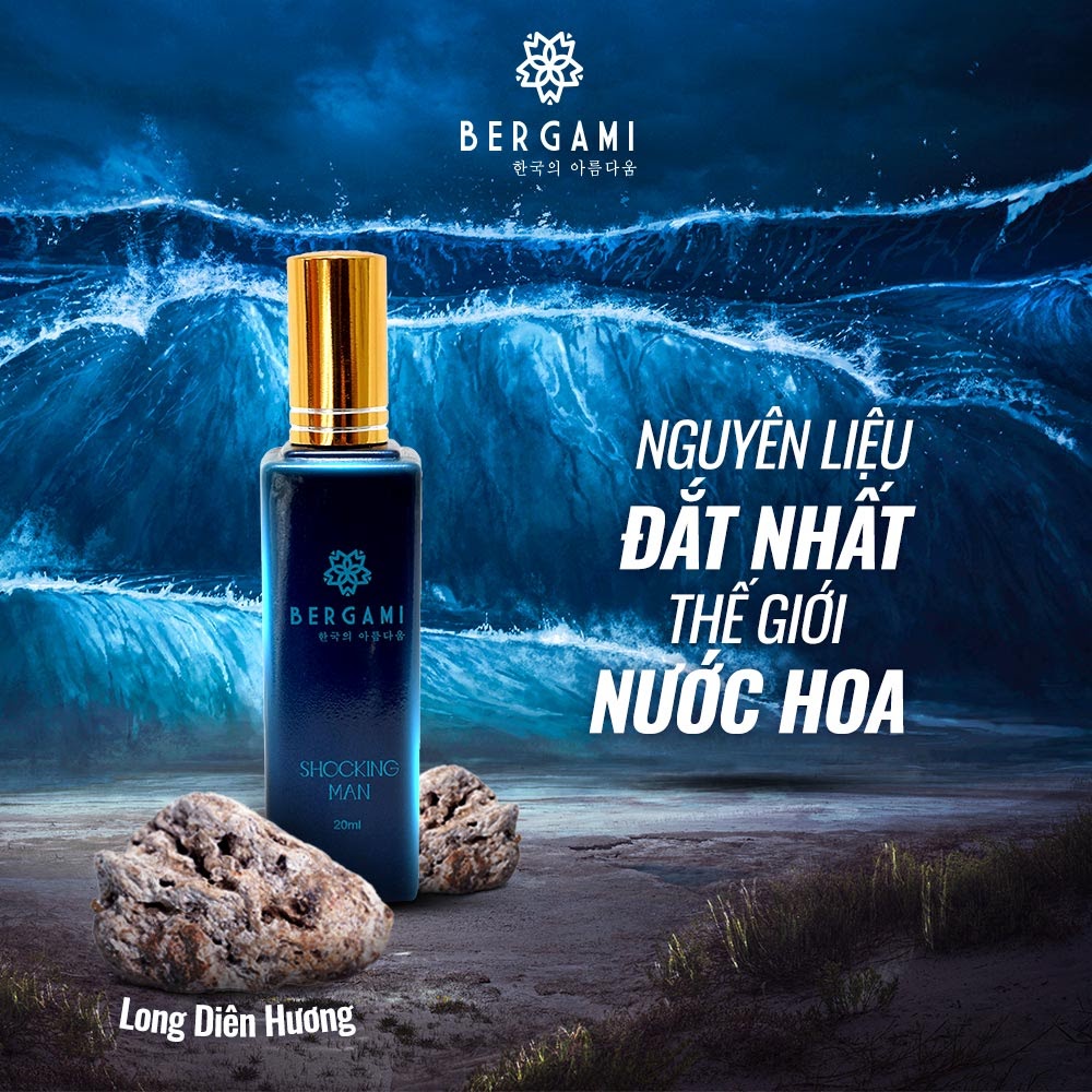 Nước Hoa Nam Chính Hãng Bergami, Mùi Hương Hiện Đại Lịch Lãm Chuẩn Quý Ông chai nhỏ dung tích 10ml tiện lợi