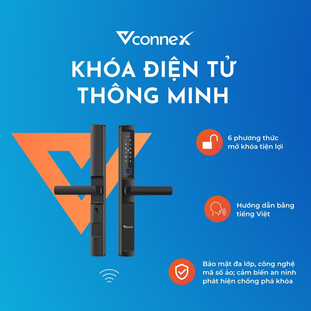 Khoá Cửa Thông Minh, Khoá Vân Tay Vconnex Cho Cửa Nhôm- Khóa Điện Tử Sang Trọng, Bảo Mật Đa Lớp