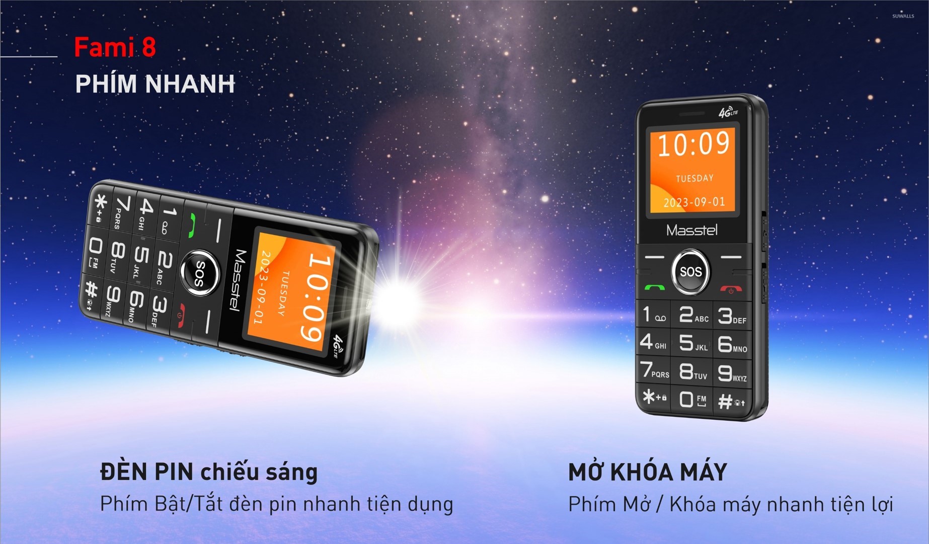 Điện thoại Masstel Fami 8 4G(LTE) Gọi HD call , Bàn phím chữ số lớn,Loa to - Hàng chính hãng