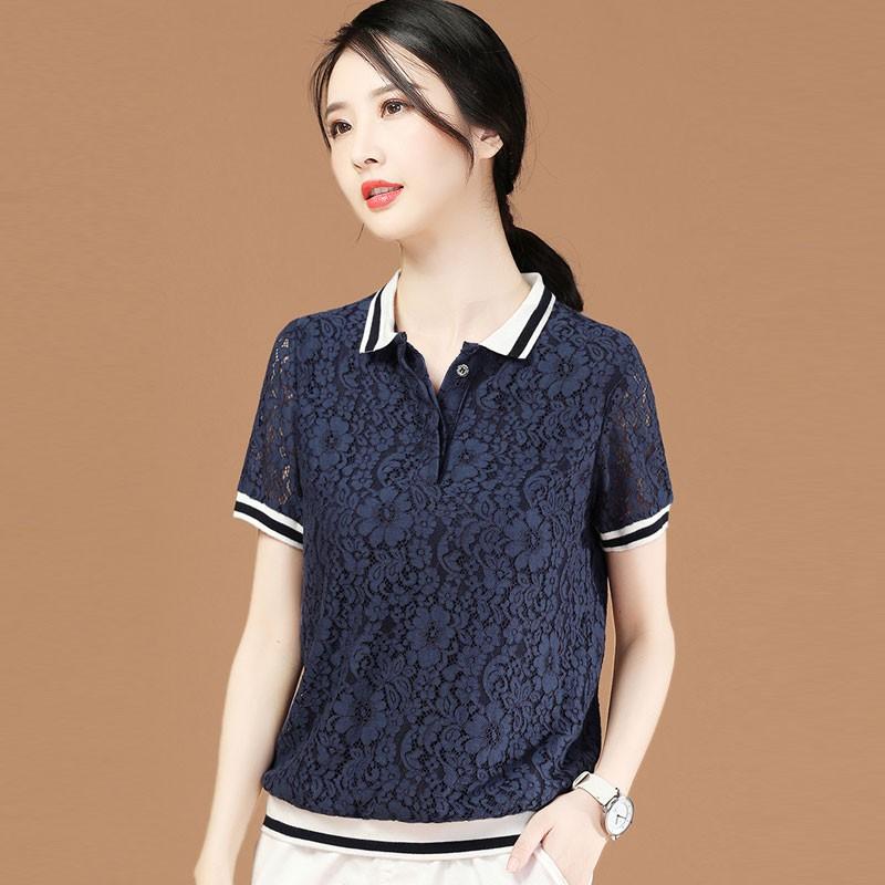 Áo Kiểu Ren Ren Ngắn Tay Cổ Trụ Phong Cách hàn Quốc SM52 - Hàng Quảng Châu Cao Cấp