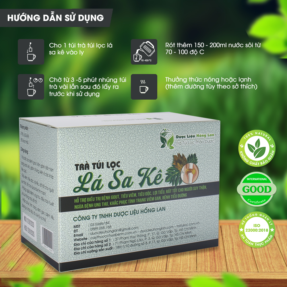 Trà Túi Lọc Lá Sa kê 60g (20gói x 3g) Dược Liệu Hồng Lan