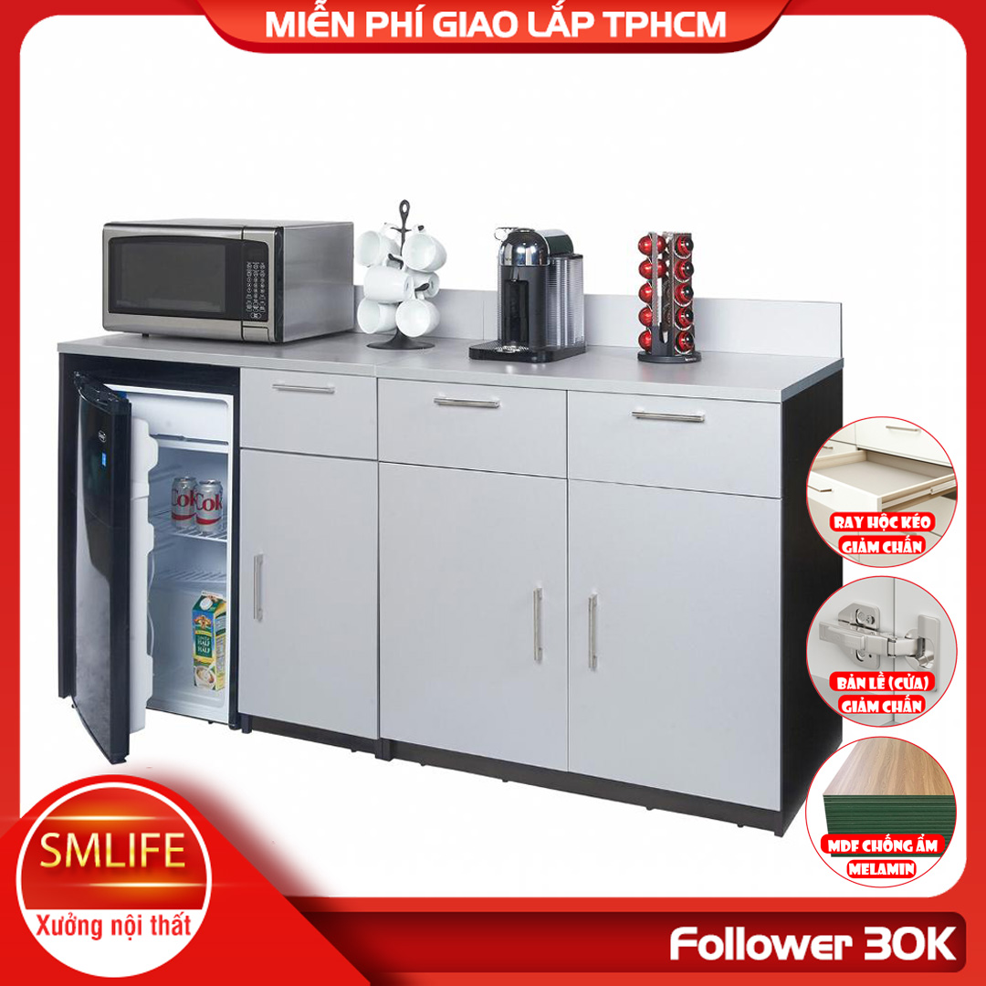 Tủ nhà bếp gia đình bằng gỗ MDF kết cấu chắc chắn SMLIFE Kristen