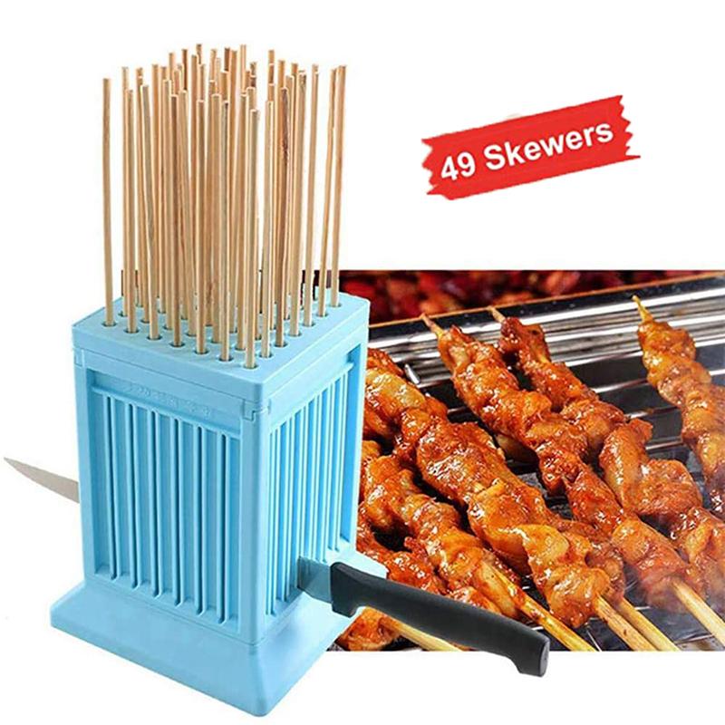 Bếp Nướng Thịt Dây Máy 49 Lỗ BBQ Thịt Xiên Dụng Cụ Đậu Phụ Xiên Kebab Maker Box Máy Nướng Thịt Nướng Phụ Kiện Nhà Bếp