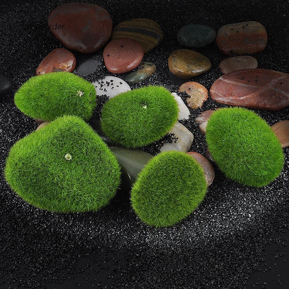 Combo 3 viên đá phủ rêu giả trang trí tiểu cảnh, rêu đá nhân tạo làm terrarium