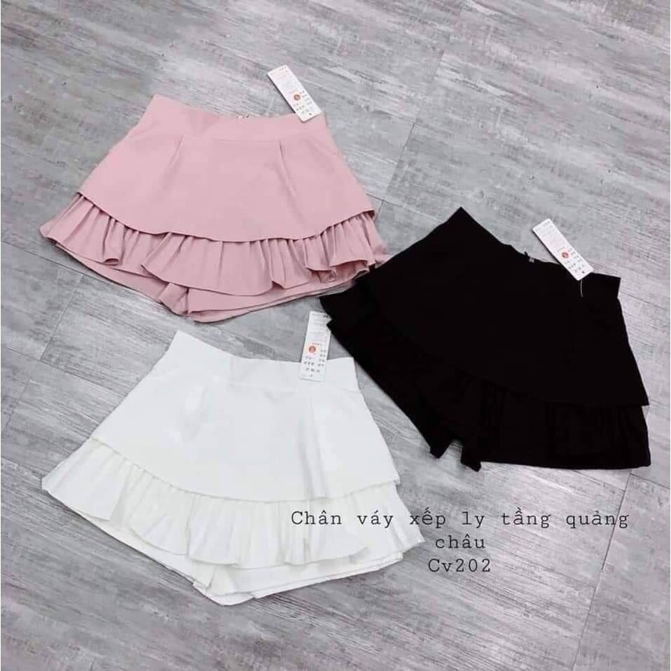 CHÂN VÁY XẾP LY TẦNG SIÊU XINH CHẤT TUYẾT MƯA 3 MÀU ĐEN/TRẮNG/HỒNG THỜI TRANG BANAMO FASHION CHÂN VÁY XẾP LY 2 TẦNG 537