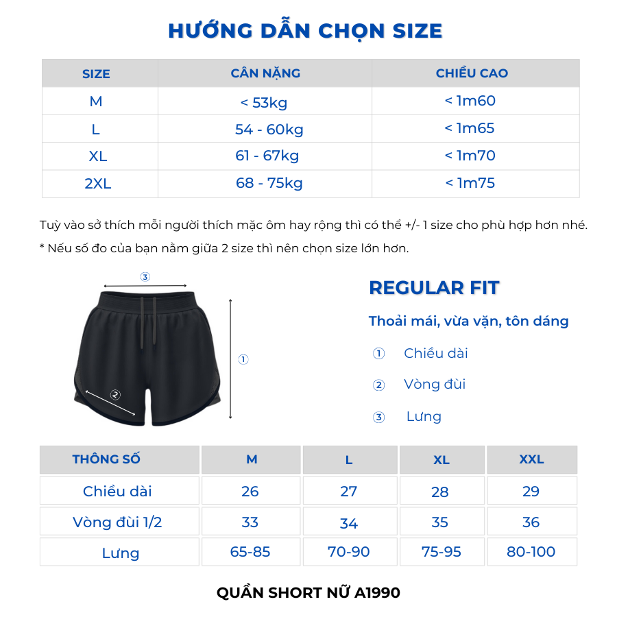 Quần short thể thao nữ REETA, lưng quần bo chun tiện lợi, form thể thao năng động khoe trọn vóc dáng - A1990