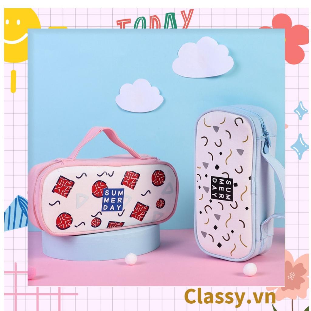 Túi vải dù Classy Đựng Bút Đựng Viết, Văn Phòng Phẩm, mỹ phẩm họa tiết hoạt hình có tay cầm, nhiều ngăn PK940