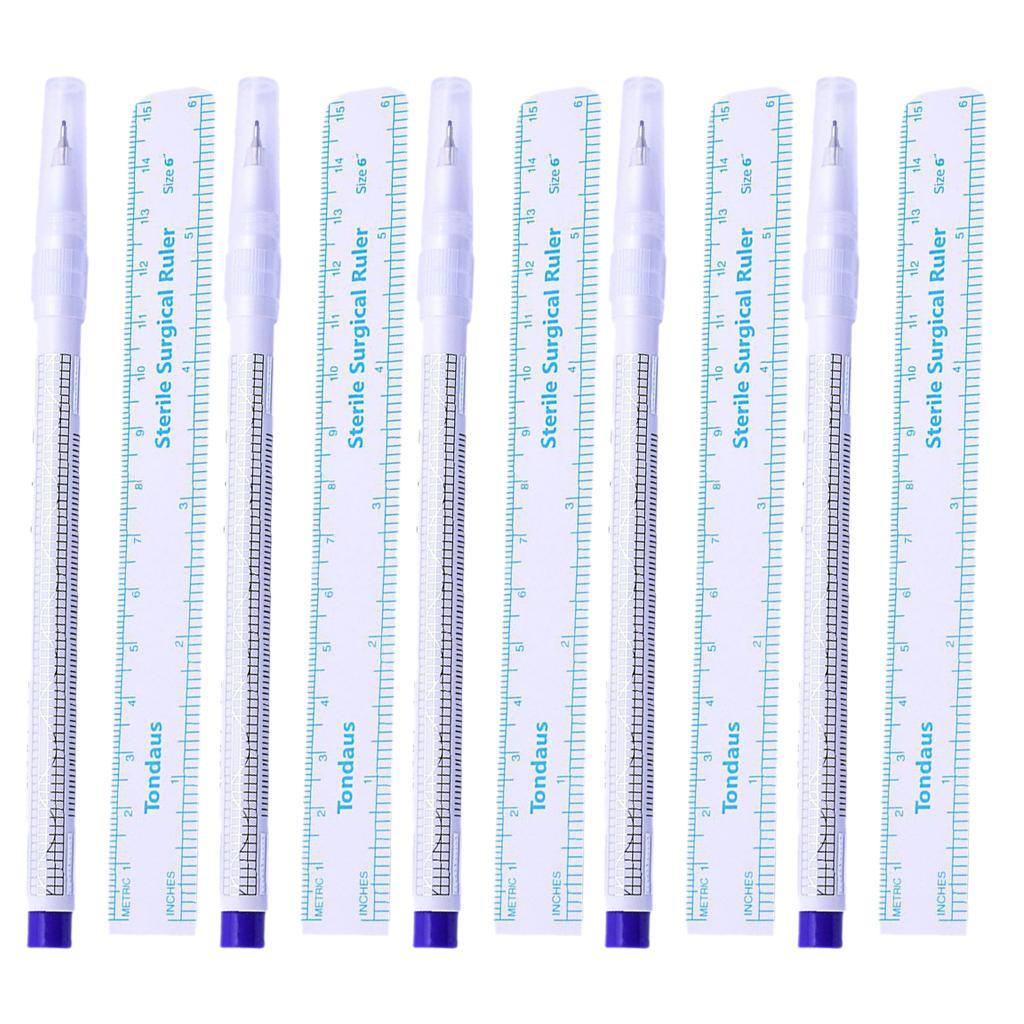 5x Tattooing Marker Pen 10pcs Disposable Microblading Eyebrow Measure Ruler