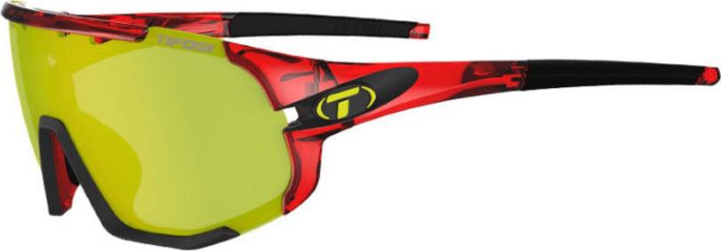 Kính mát thể thao Unisex Tifosi Sledge - Gọng Crystal Red, Bộ 3 Tròng Đạp Chạy: Clarion Yellow, Ac Red & Clear Lenses