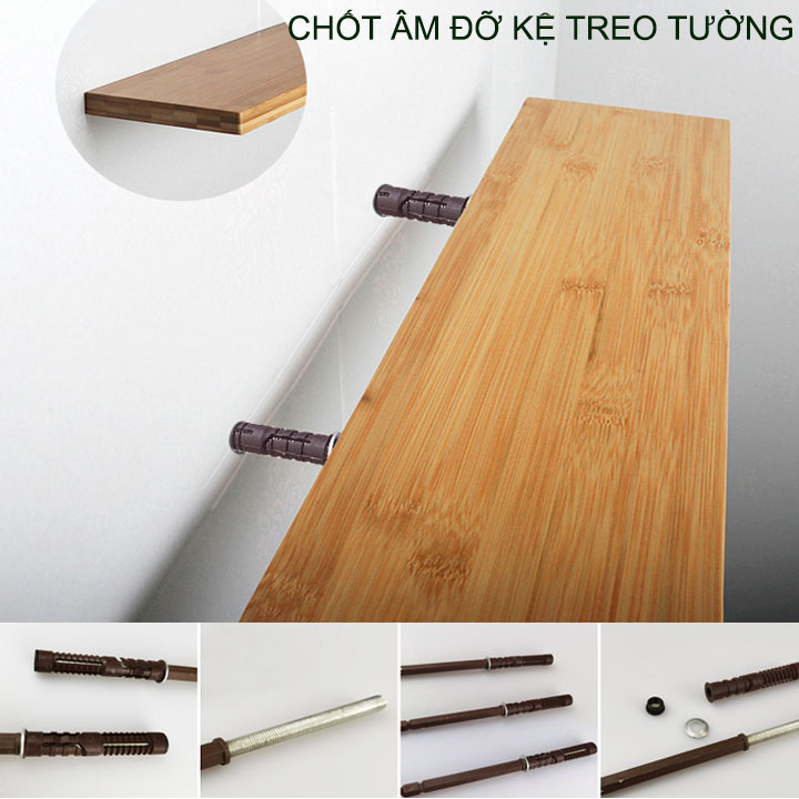 01 Chốt âm làm kệ gắn tường phi 10-12mm dài 100-120-145mm tùy chọn